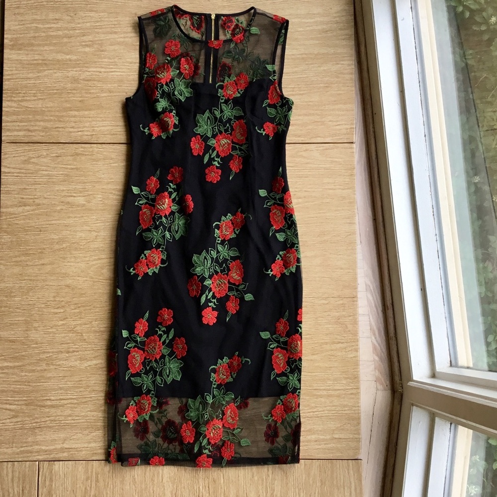 Calvin Klein SALE! Floral Embroidered Dress - Picture 3 of 8